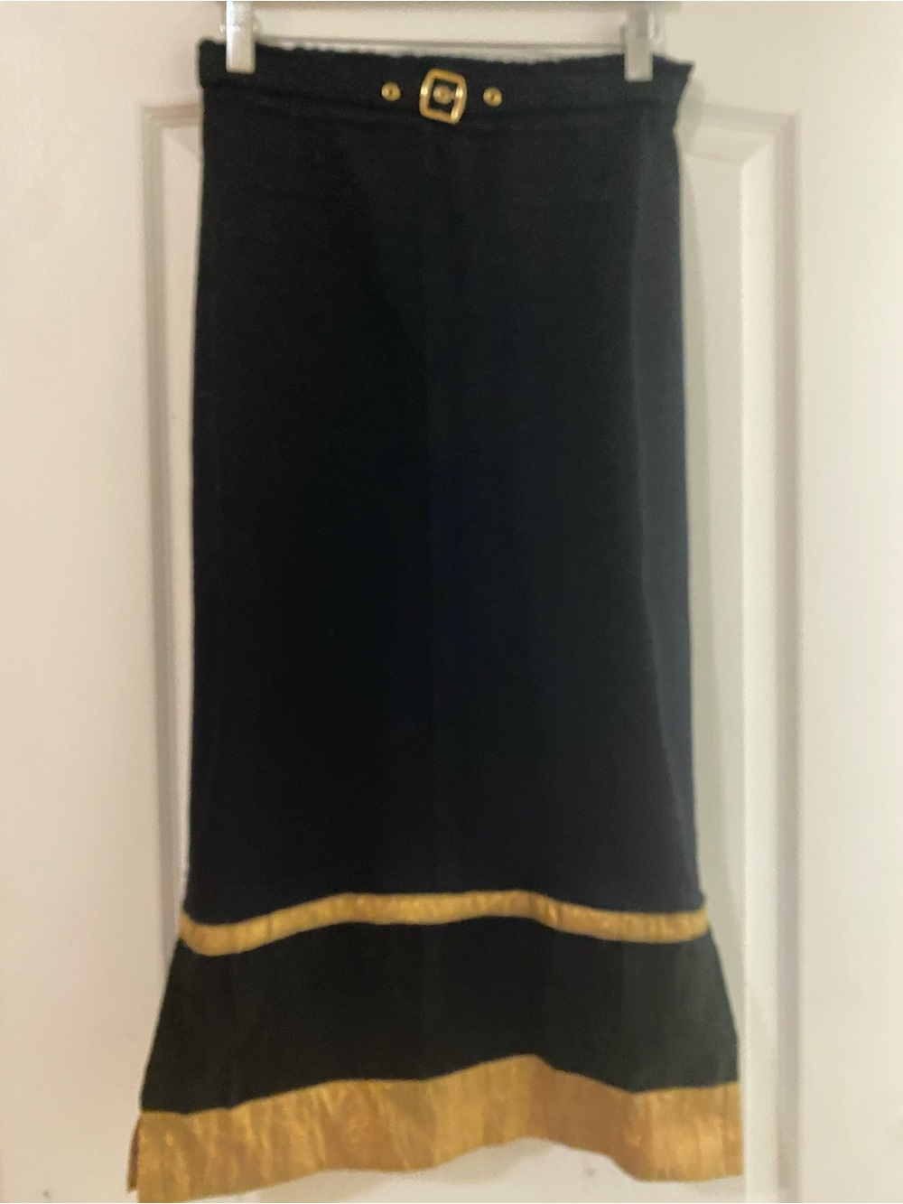 VTG St. John Sport by Marie Gray Knit Black Old Money Hold Trim Midi Skirt S - Picture 5 of 14
